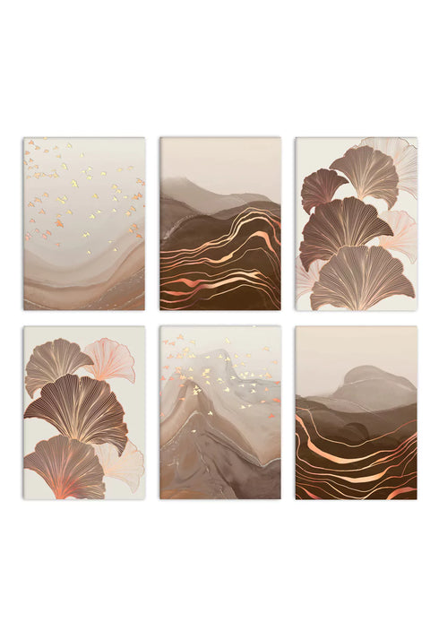 Uccelli al Caramello Reali Oro Rosa Set di 6 Poster 50x70cm